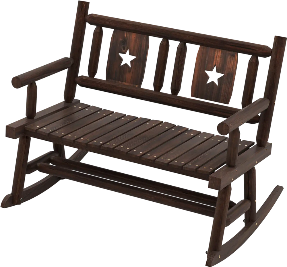 Patio Rocking Bench Double Rocker Chair with Ergonomic Seat 2-Person Loveseat