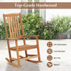 Patio rocking chair made of top-grade hardwood with ergonomic high back, perfect for outdoor relaxation on the porch.