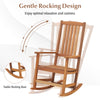 Patio rocking chair with ergonomic high-back design, made of premium hardwood, ideal for balcony or porch relaxation.