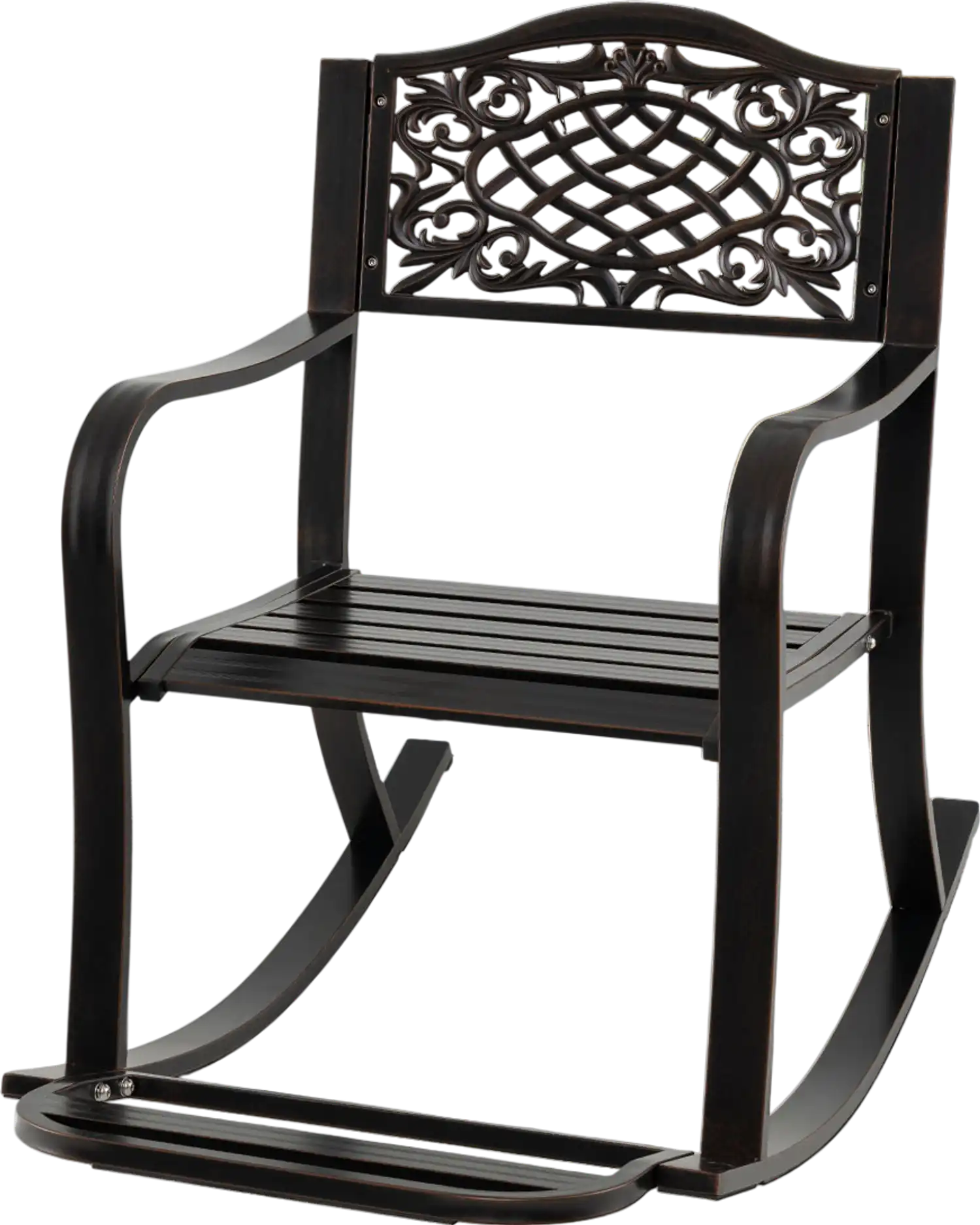 Costway Patio Rocking Chair with Footrest Curved Armrests Brown 176852439 New