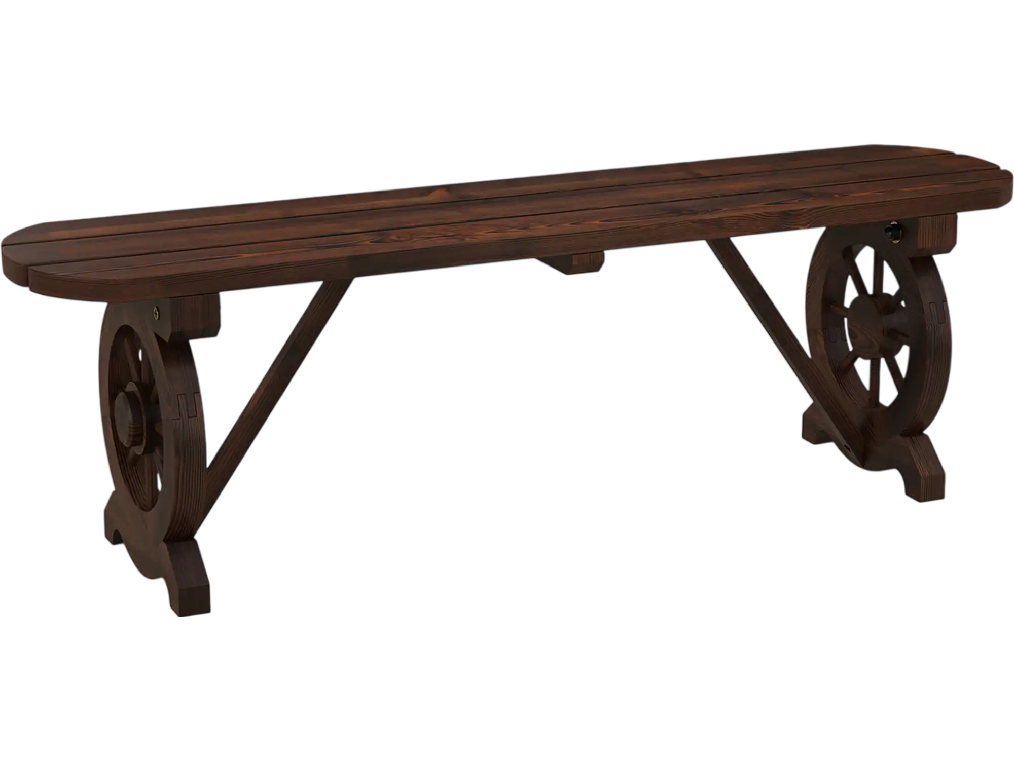 Costway Patio Rustic Wood Bench Wagon Wheel Base 25834617 New