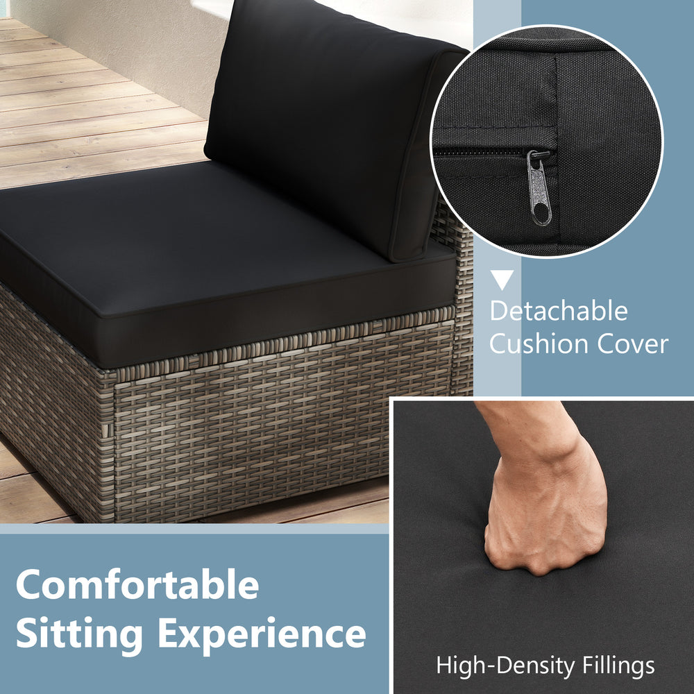 Costway Outdoor Sectional Sofa and Glass Coffee Table 5-Piece Set New