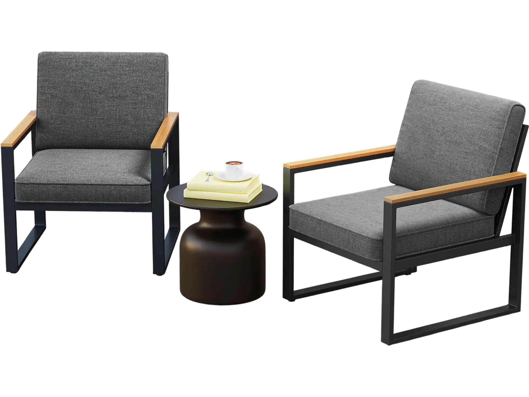 Costway Patio Aluminum Sofa Armchairs Set of 2 Balcony Grey 589642137 New