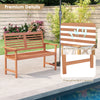 Patio solid wood loveseat with inclined backrest and ventilated slatted design, perfect for outdoor relaxation.