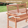 Patio solid wood loveseat featuring a 108° inclined backrest and wide armrests, perfect for outdoor relaxation.