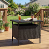 Patio Square Wicker Side Table with Umbrella Hole for Yard-Black - Gallery View 1 of 10
