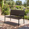 Brown patio loveseat made of sun-proof rattan with soft sponge seat, perfect for outdoor relaxation in gardens or.