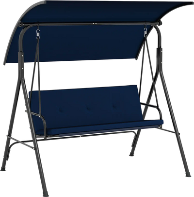 Costway 2-Seat Patio Swing Chair w/ Adjustable Canopy Metal Stand 85207827 New