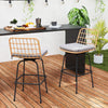 Patio swivel barstools set of 2 with gray soft seat cushions, featuring rattan seats and sturdy metal frames for.