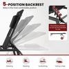 5-position adjustable backrest of a black patio sunbathing lounge chair, ideal for relaxing by the poolside or balcony.