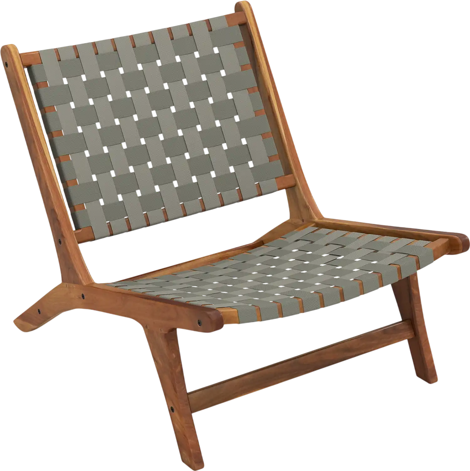 Costway Patio Teak Wood Outdoor Accent Chair Nylon Webbing Seat 61496308 New