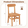Teak wood armless dining chair with slatted seat, featuring ergonomic backrest and non-slip footpads for stability.