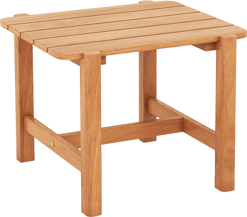 Patio Teak Wood Side Table with Slatted Tabletop for Yard
