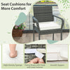 Close-up of seat cushions on patio wicker barstools, featuring high-density sponge and smooth zippers for easy.