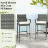 Mix gray PE rattan barstools with armrests and soft cushions, perfect for backyard or poolside relaxation.
