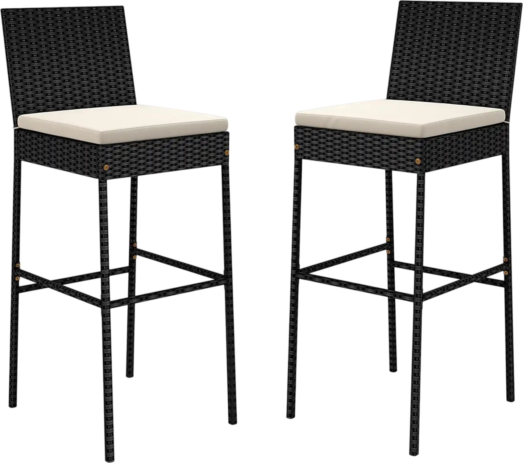 Costway Patio Wicker Barstools Set of 2 Backyard Footrest Backrest 358214976 New