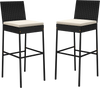 Patio Wicker Barstools Set of 2 with Footrest and Backrest for Backyard