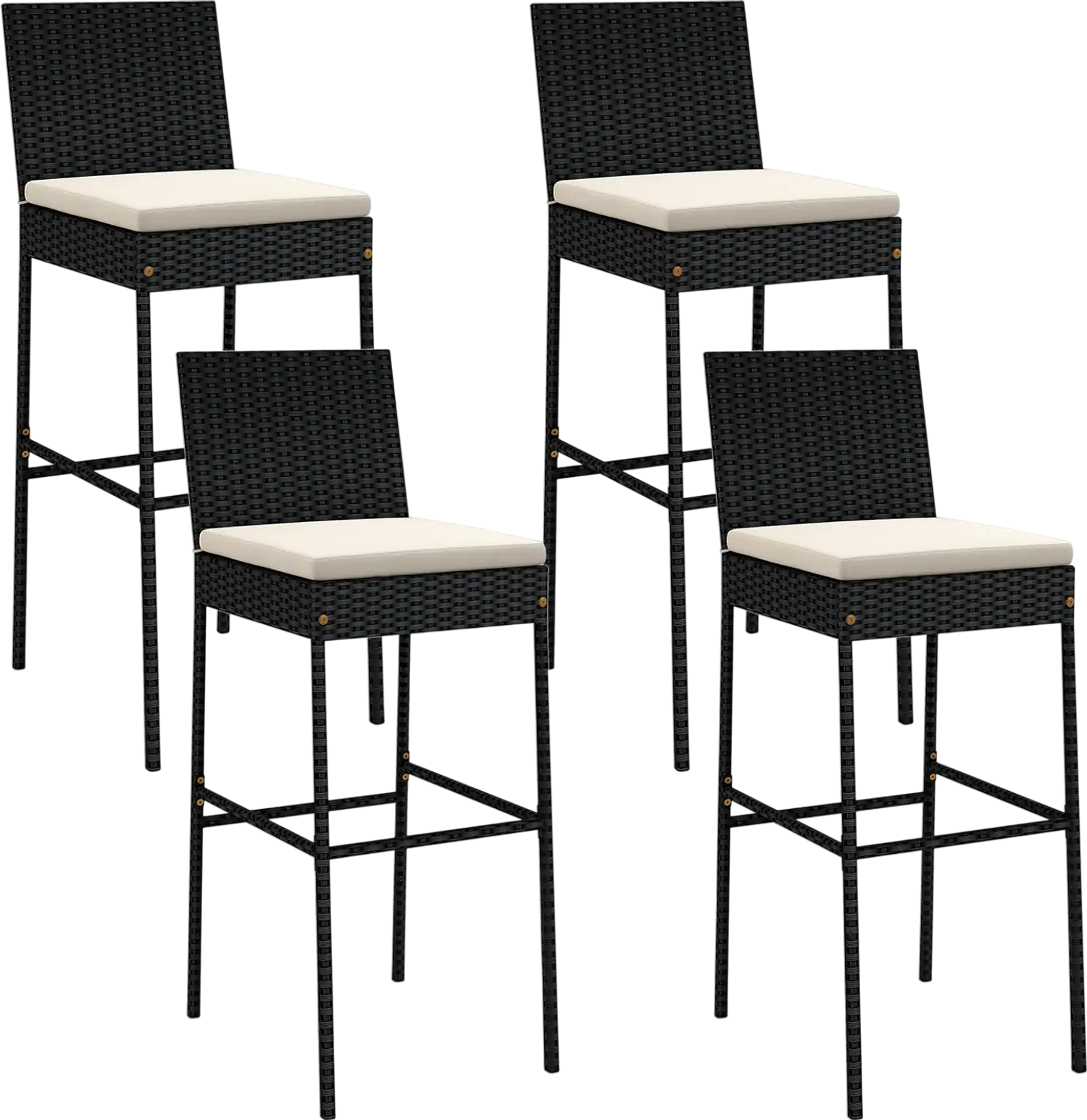 Costway Patio Wicker Barstools Set of 4 Footrest Backrest 832619547 New