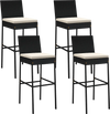 Patio Wicker Barstools with Footrest and Backrest Set of 4
