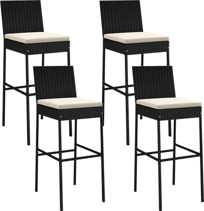 Costway Patio Wicker Barstools Set of 4 Footrest Backrest 832619547 New