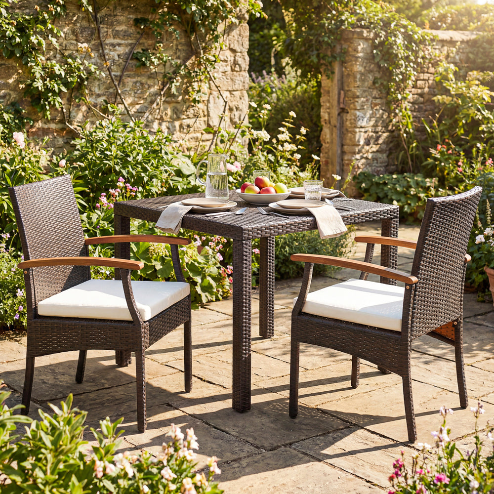 Patio wicker chair set of 2 with soft zippered cushions, featuring ergonomic design and hand-woven PE rattan for.