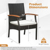Patio wicker chair with ergonomic backrest, soft zippered cushion, and sturdy metal frame, ideal for outdoor relaxation.