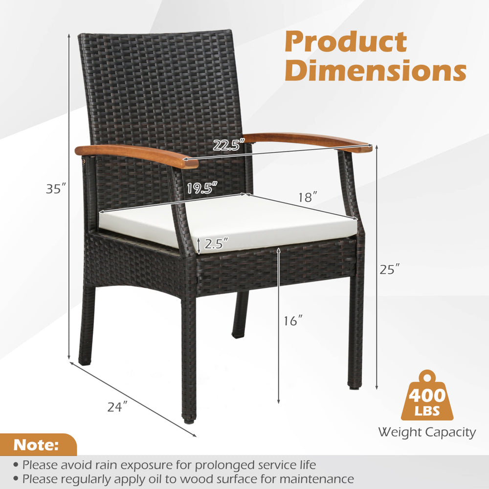 Patio wicker chair with ergonomic backrest, soft zippered cushion, and sturdy metal frame, ideal for outdoor relaxation.