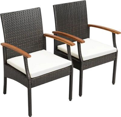 Costway Patio Dining Chairs Wicker Cushioned Set 52418679 New