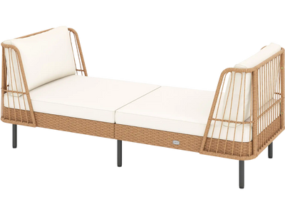 Costway Patio Wicker Outdoor Daybed Loveseat Sofa w/ Cushions 98699635 New