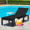 Patio Rattan Height Adjustable Lounge Chair with 2 Set of Cushion Cover-Black & Turquoise - Gallery View 1 of 10
