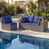 Patio Wicker Sectional Furniture Set with 1 Armless and 2 Corner Sofas for Garden-Navy - Gallery View 1 of 12