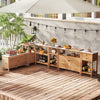 Outdoor acacia wood buffet cabinet with spacious countertop and storage, ideal for backyard organization and.