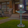 Pedestal Bird Bath with Solar Light with Bird Feeder and Flower Planter-Green - Gallery View 1 of 10