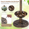 Standing pedestal birdbath with lotus leaf bowl, bronze finish, featuring a stable base for flowers or stones.