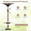 Standing pedestal birdbath and feeder combo in bronze with lotus leaf bowl, made from weather-resistant PP material.