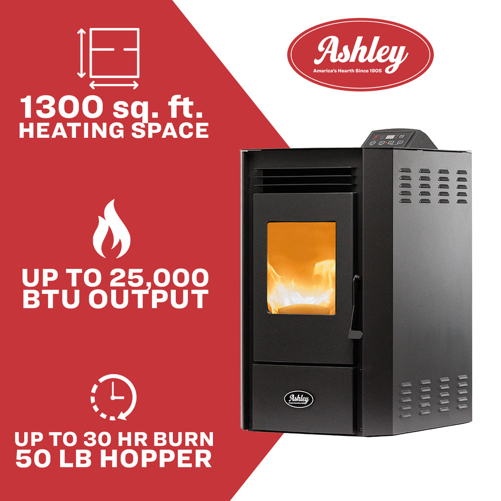 Ashley Hearth AP5613-W Pellet Stove 1,300 sq. ft. 50 lb Hopper with App Remote Operation New