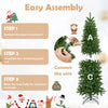 Pencil Christmas tree assembly steps with 180 warm white and multi-color LED lights for festive decoration.