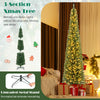 Pencil Christmas tree with memory wire branches and warm LED lights, 8FT tall, ideal for home and office holiday decor.