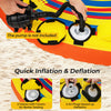 Close-up of the inflatable towable tube's valves, featuring quick inflation and deflation for water sports fun.