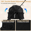 Double-sided adjustable canopy pet stroller in black with breathable mesh windows for small to medium dogs.