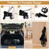 Foldable pet stroller for small to medium dogs in black, showcasing its portable design for easy storage in cars or.