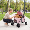 Pet Stroller for Small Medium Dogs Foldable with One-Step Rear Brake and Canopy-Pink - Gallery View 1 of 11