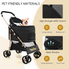 3-in-1 black pet stroller with removable car seat, waterproof oxford fabric, and breathable mesh window for easy.