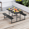 Picnic Table Bench Set for 2-4 People Outdoor Rectangular Camping Dining Table-Black - Gallery View 1 of 10