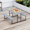 Picnic Table Bench Set for 2-4 People Outdoor Rectangular Camping Dining Table-Gray - Gallery View 1 of 10