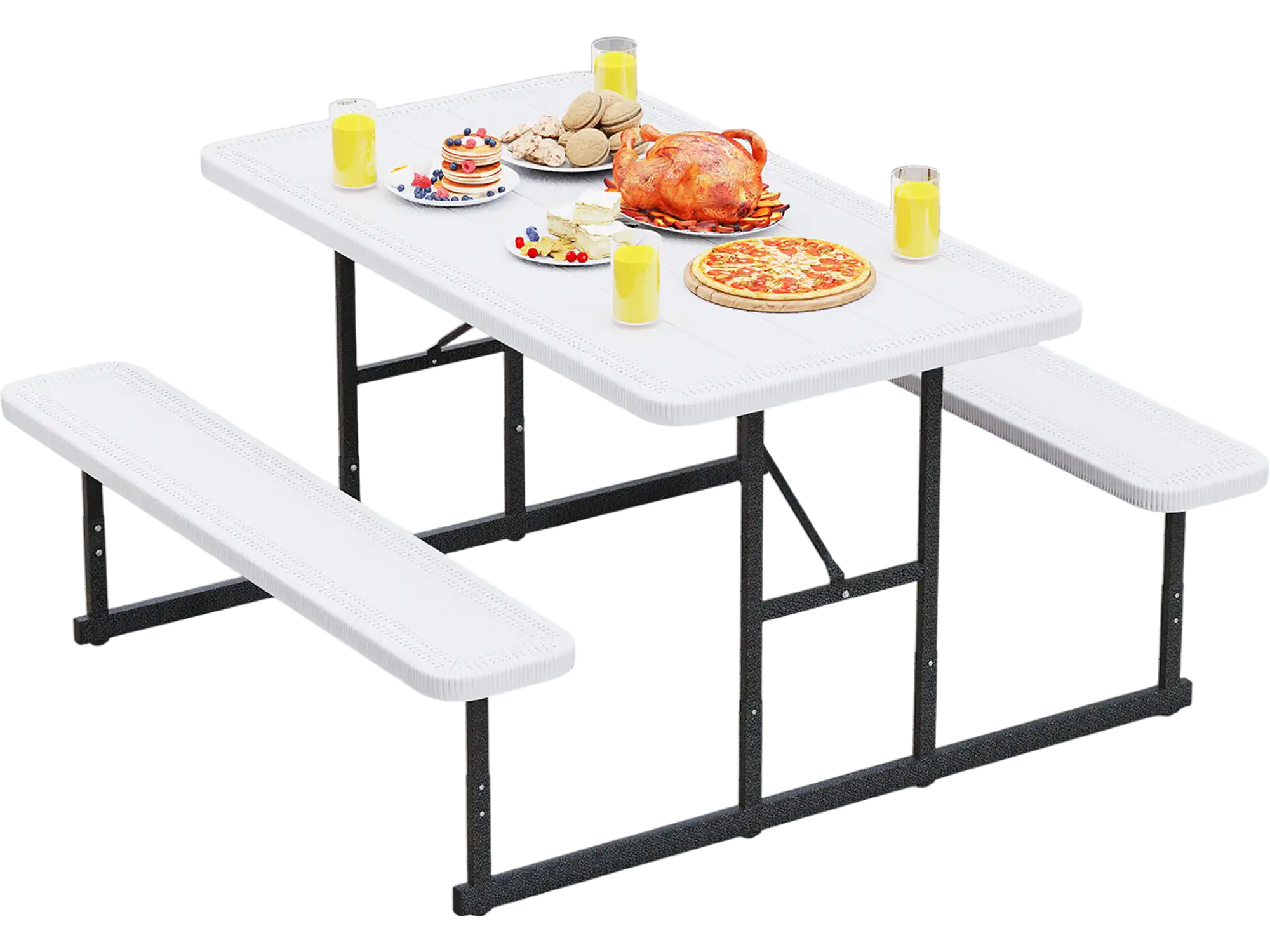 Costway Outdoor Camping Picnic Table Bench Set White 2-4 Person Rectangular Dining 189263745 New