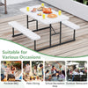 Rectangular picnic table bench set for 2-4 people, white HDPE surface, ideal for outdoor dining and gatherings.