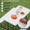 Rectangular picnic table bench set for 2-4 people, made of white HDPE, waterproof surface, ideal for outdoor dining.