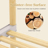 Close-up of the splinter-free surface of the solid pine wood clothes rack, showcasing its sturdy 2-tier open shelf.