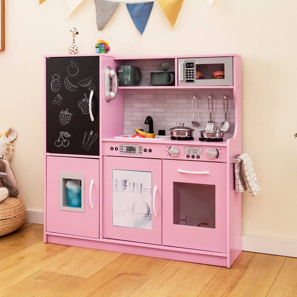 Toddler Pretend Play Kitchen for Boys and Girls 3-6 Years Old-Pink - Gallery View 1 of 12
